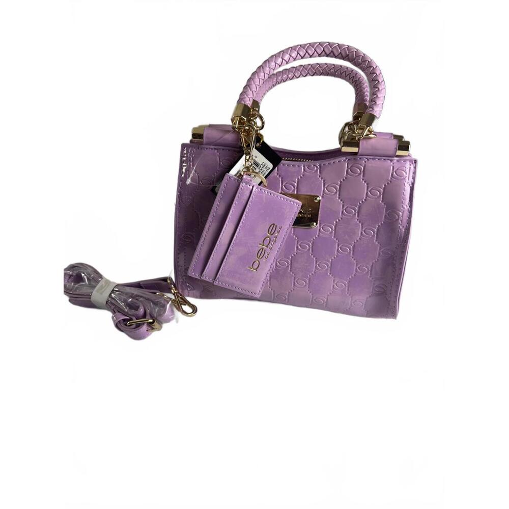 Bebe Dana Monogram Top Handle Crossbody - Lilac with Gold Hardware